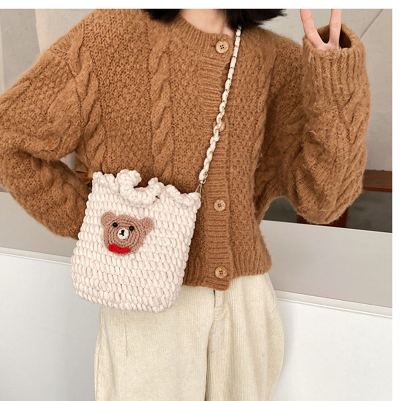 Fashion Khaki (portable) Finished Bag Wool Knitted Large Capacity Handbag,Handbags