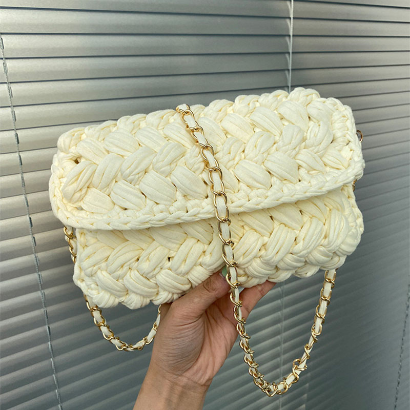 Fashion Milk White Material Package + Free Teaching Textile Woven Flap Crossbody Bag Material Bag,Shoulder bags