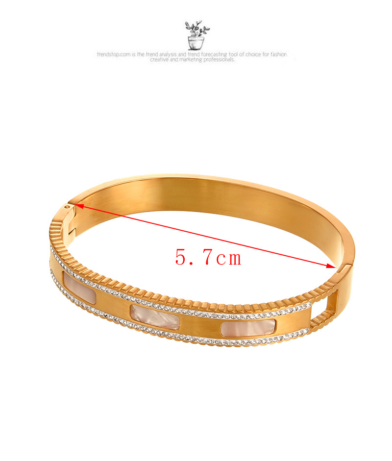 Fashion Gold Titanium Steel Inlaid With Zirconium Shell Hollow Geometric Bracelet,Bracelets