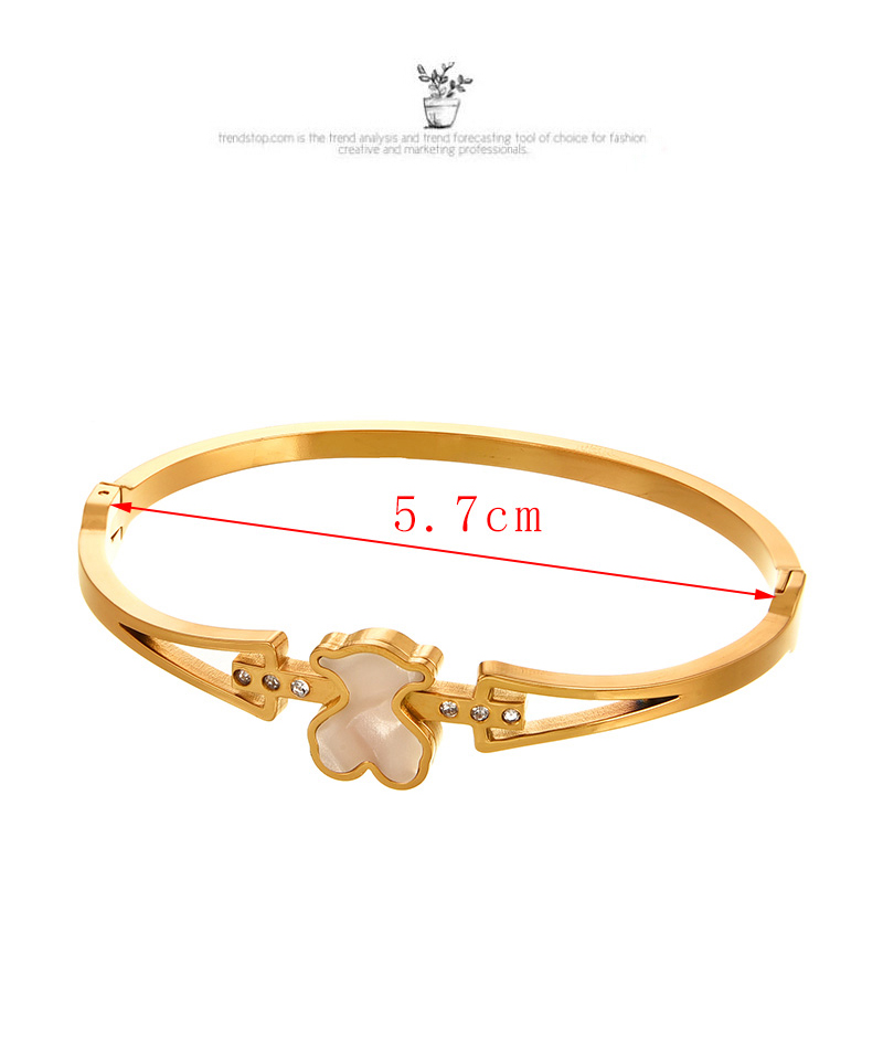 Fashion Gold Titanium Steel Inlaid With Zirconium Shell Hollow Bear Bracelet,Bracelets