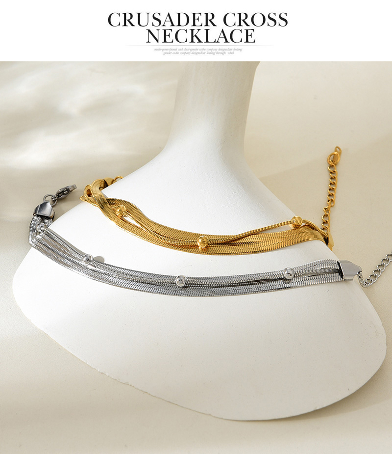 Fashion Silver Titanium Steel Multilayer Snake Bone Chain Bead Bracelet,Bracelets