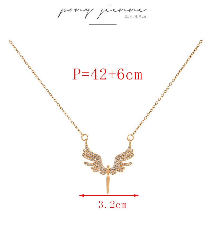 Fashion Gold Titanium Steel Inlaid Zirconium Wings Pendant Necklace,Necklaces