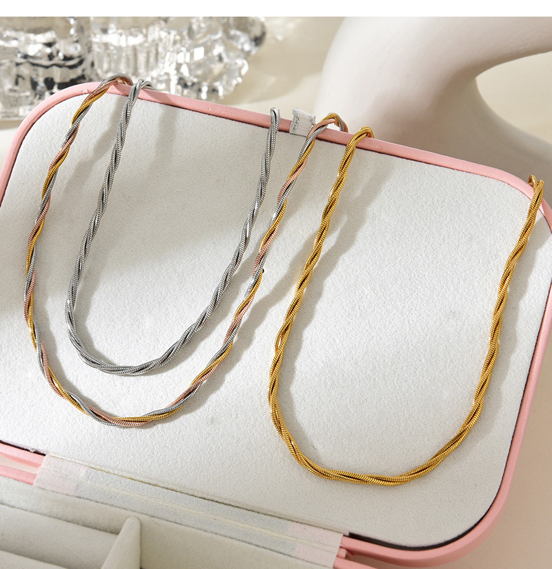 Fashion Silver Titanium Steel Multi-strand Twist Necklace,Necklaces