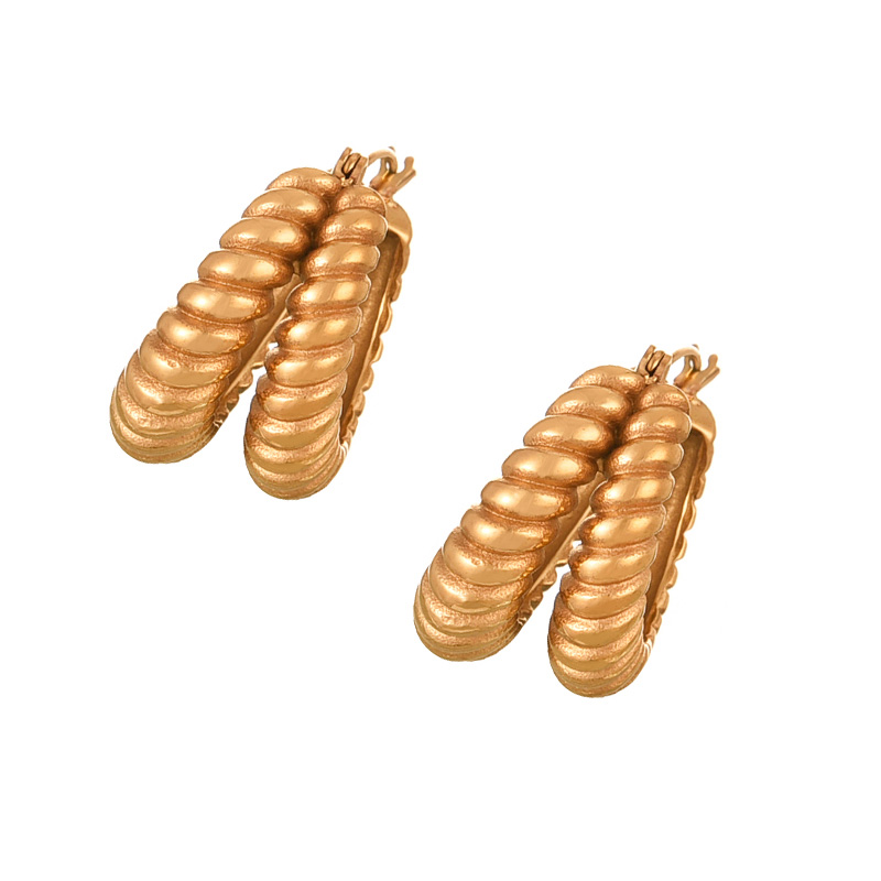 Fashion Gold Titanium Steel Spiral Earrings,Earrings