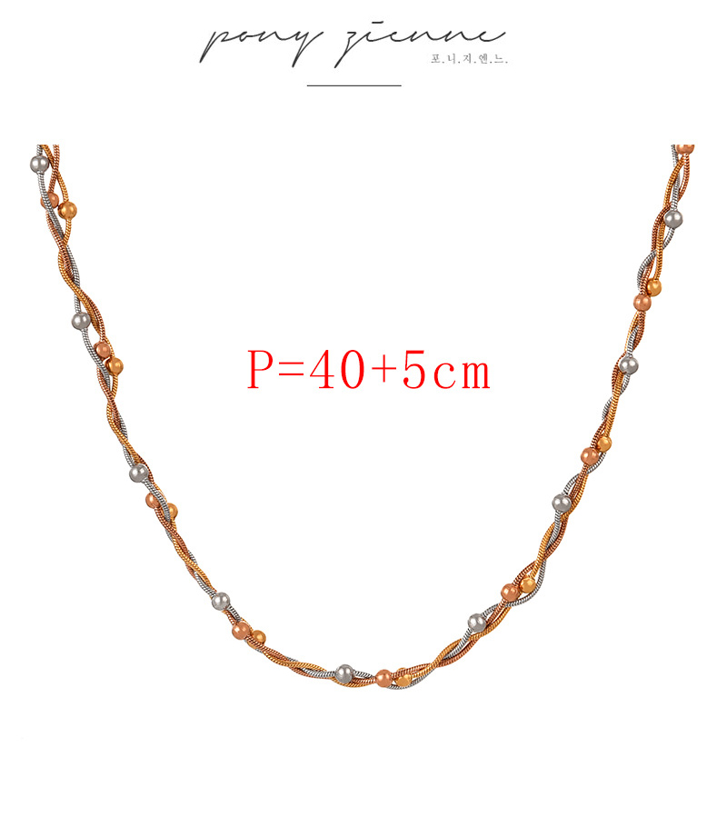 Fashion Gold Titanium Steel Multi-strand Twist Bead Necklace,Necklaces