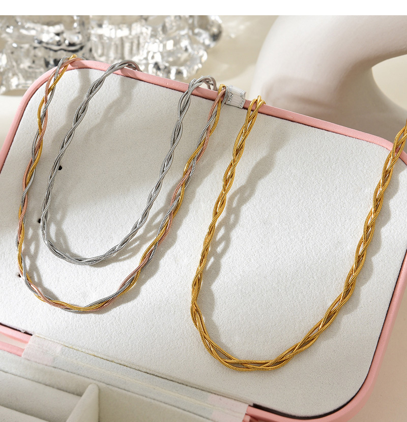 Fashion Silver Titanium Steel Multi-strand Twist Necklace,Necklaces