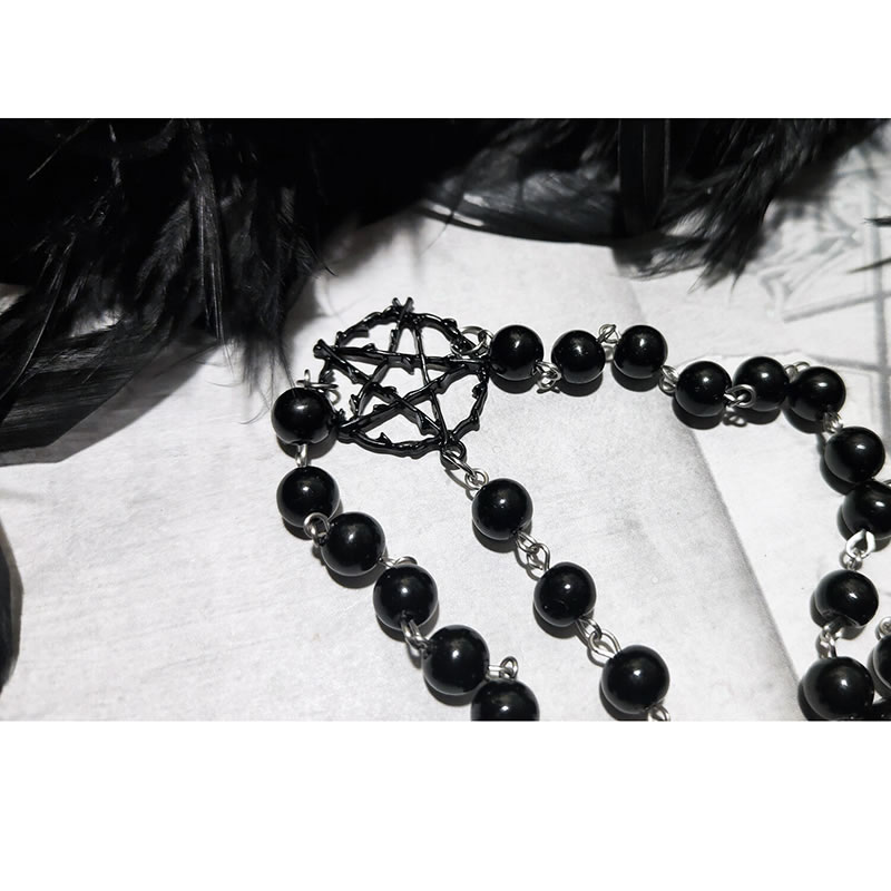 Fashion Red Alloy Cross Pentagram Necklace,Pendants
