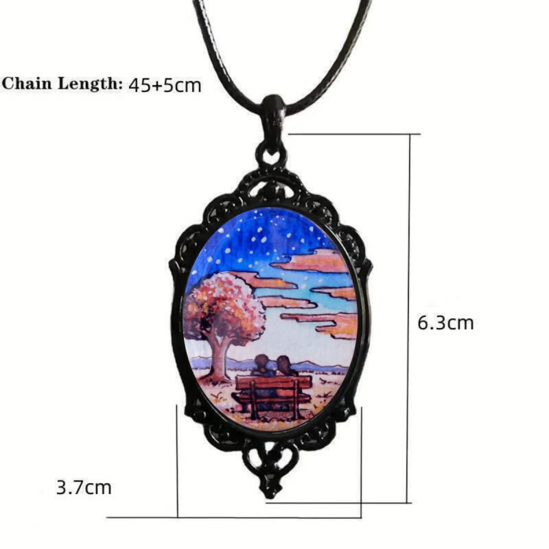 Fashion 5# Alloy Hand-painted Oval Necklace,Pendants