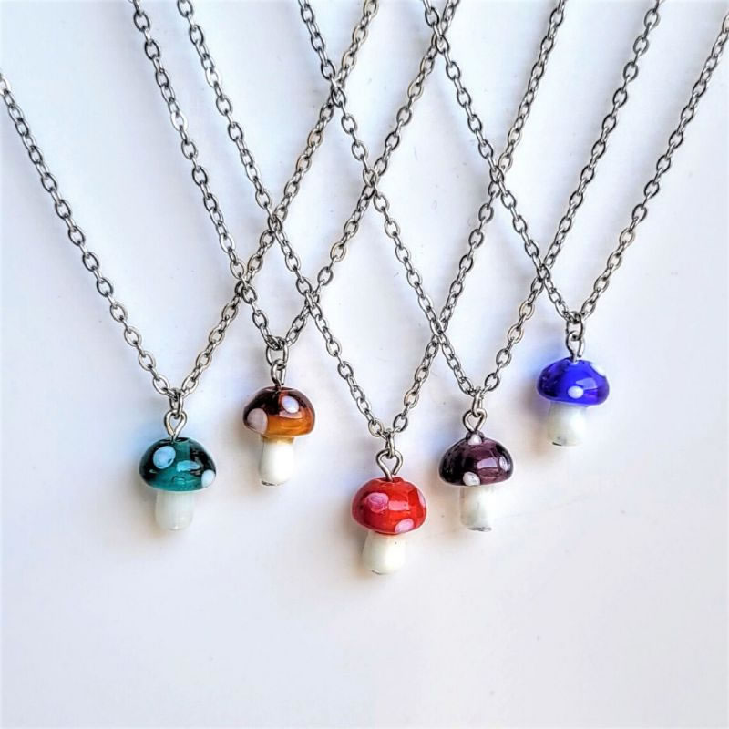 Fashion 4# Stainless Steel Mushroom Necklace,Necklaces