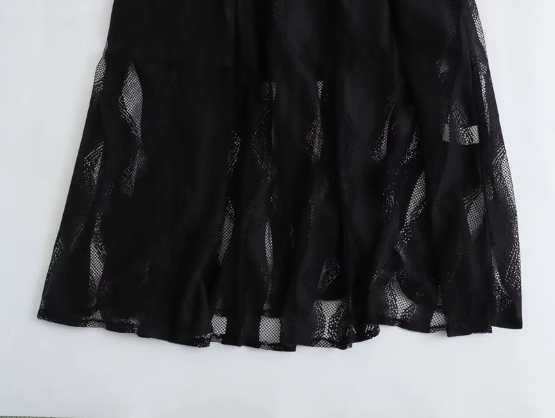 Fashion Black Lace Mesh Halter Neck Long Dress,Prom Dresses