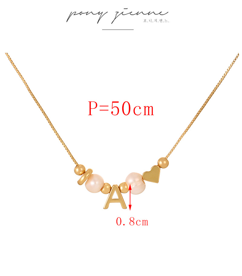 Fashion D Copper Love Pearl 26 Letter Pendant Beaded Necklace,Necklaces