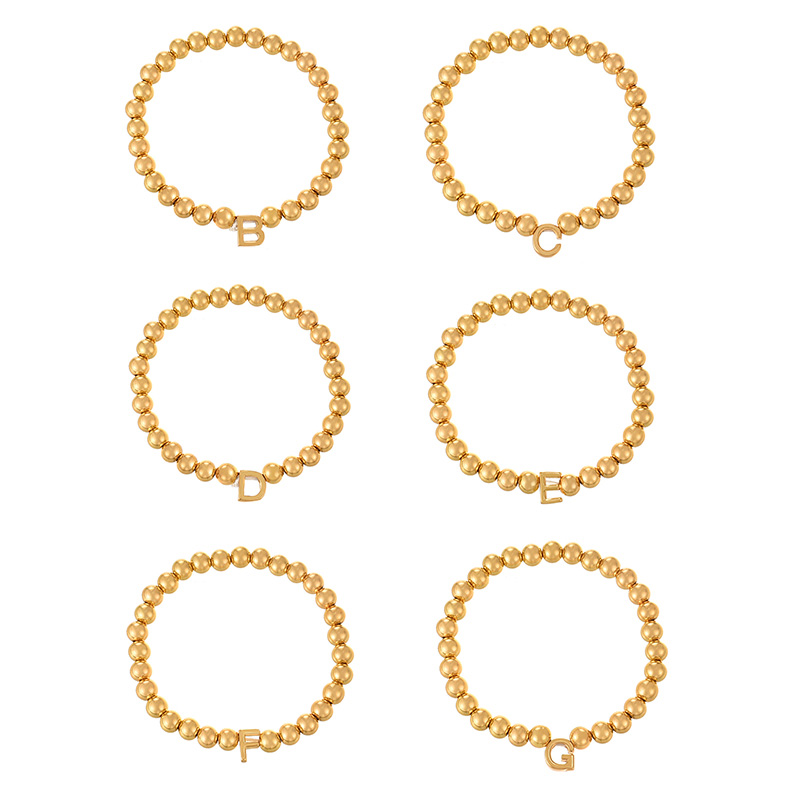 Fashion W Copper 26 Letter Beaded Bracelet (6mm),Bracelets