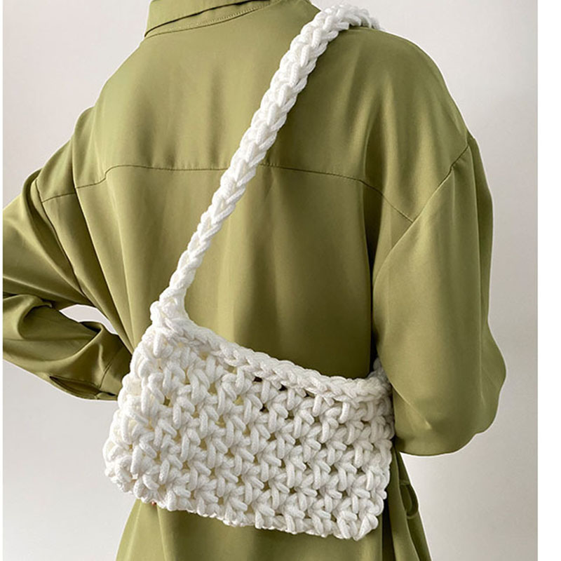 Fashion Fruit Green [material Package] + Free Tutorial To Make It Yourself Cotton Rope Woven Shoulder Bag Material Bag,Messenger bags