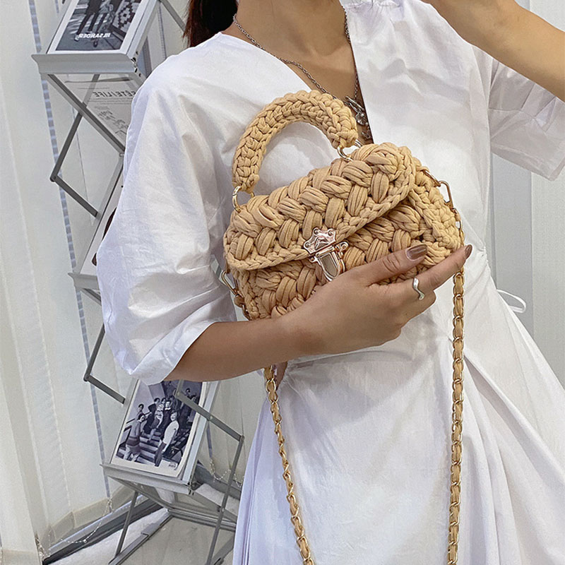 Fashion Khaki Finished Product Bag Woolen Woven Flap Crossbody Bag,Shoulder bags