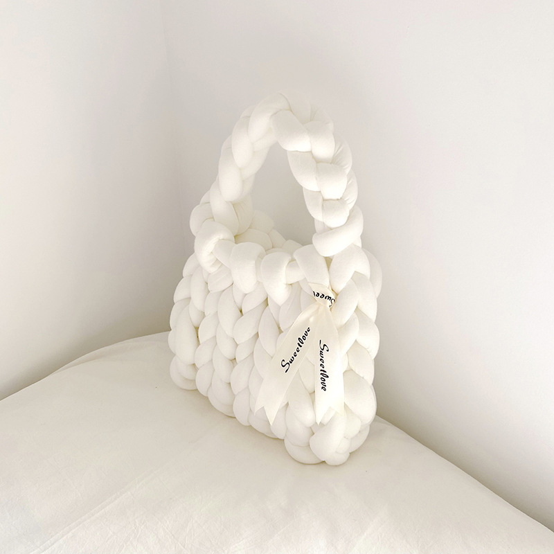 Fashion Fairy White【Portable】 Woolen knitted crossbody bag,Handbags