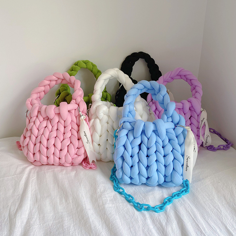 Fashion Black【Portable】 Woolen knitted crossbody bag,Handbags