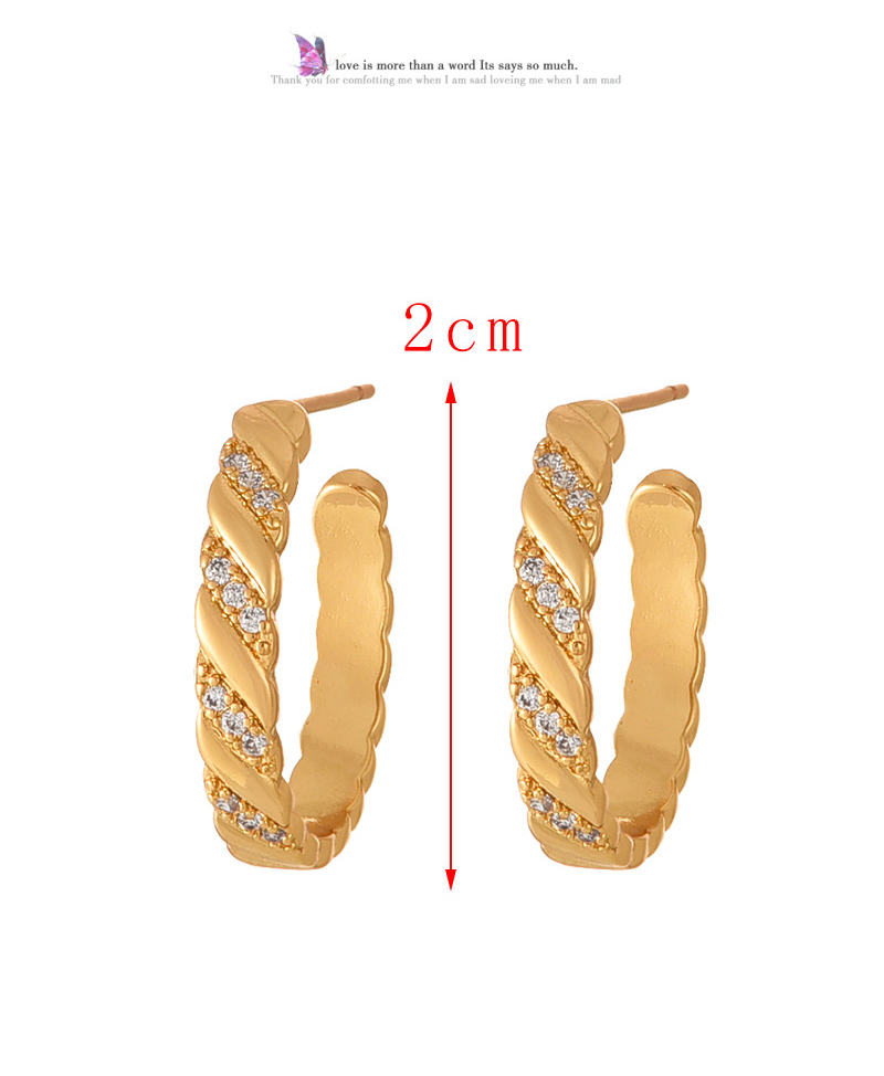 Fashion Copper Inlaid Zirconia Copper Set Zircon C-shaped Cross Earrings,Earrings