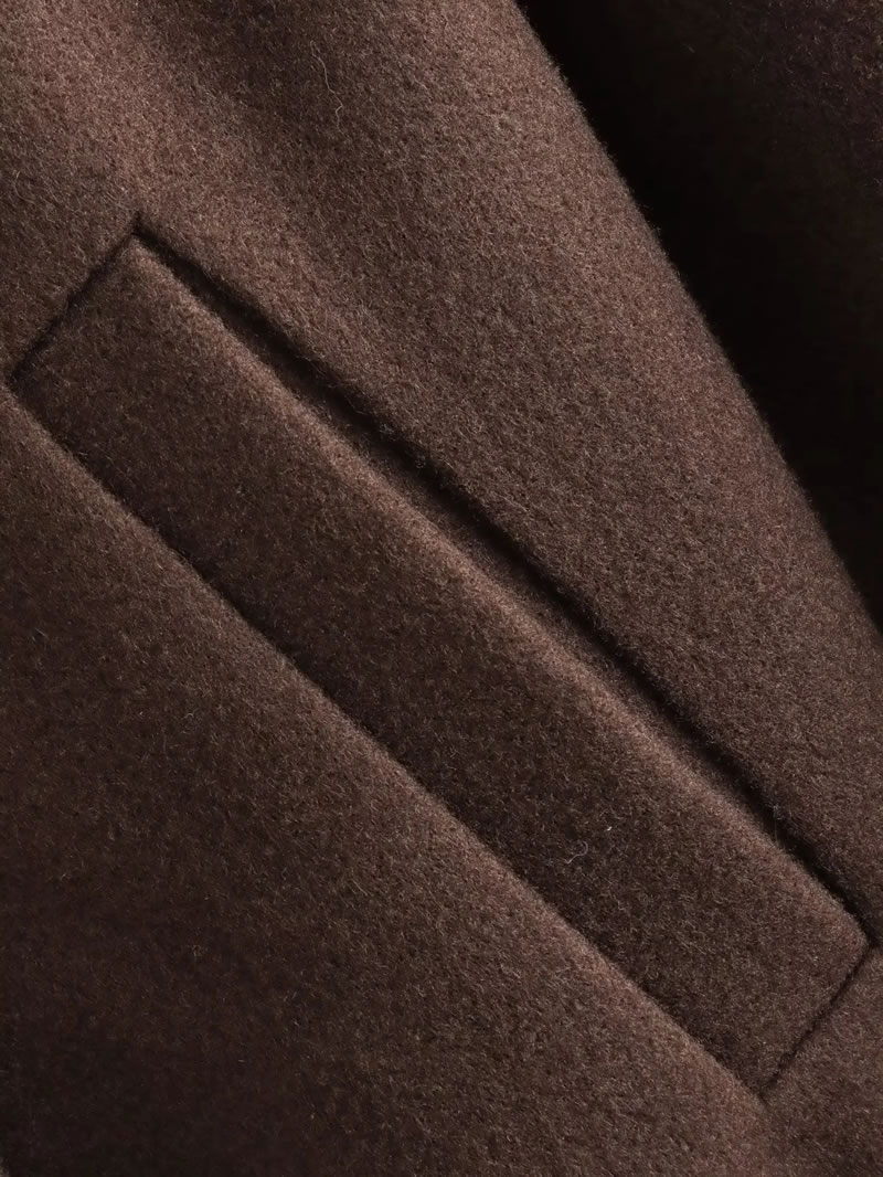 Fashion Chocolate Color Woven Lapel Jacket,Coat-Jacket