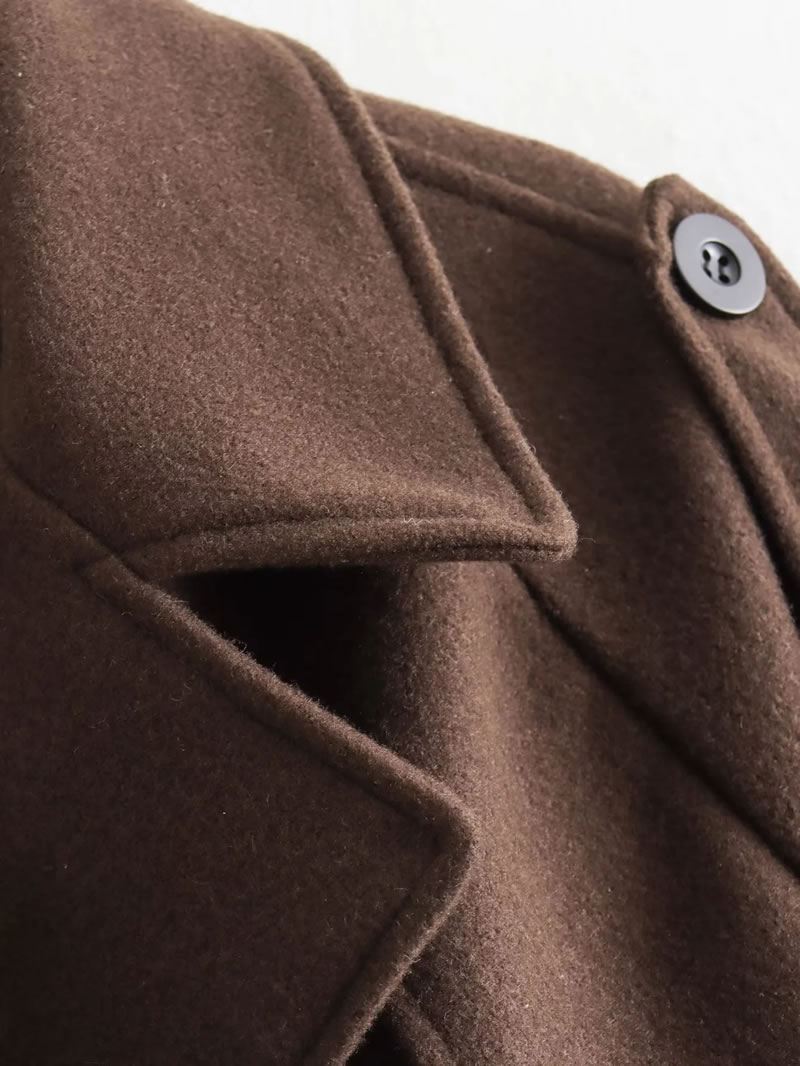 Fashion Chocolate Color Woven Lapel Jacket,Coat-Jacket