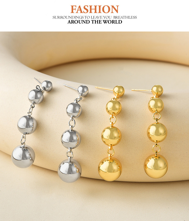 Fashion Silver Copper Bead Pendant Earrings,Earrings