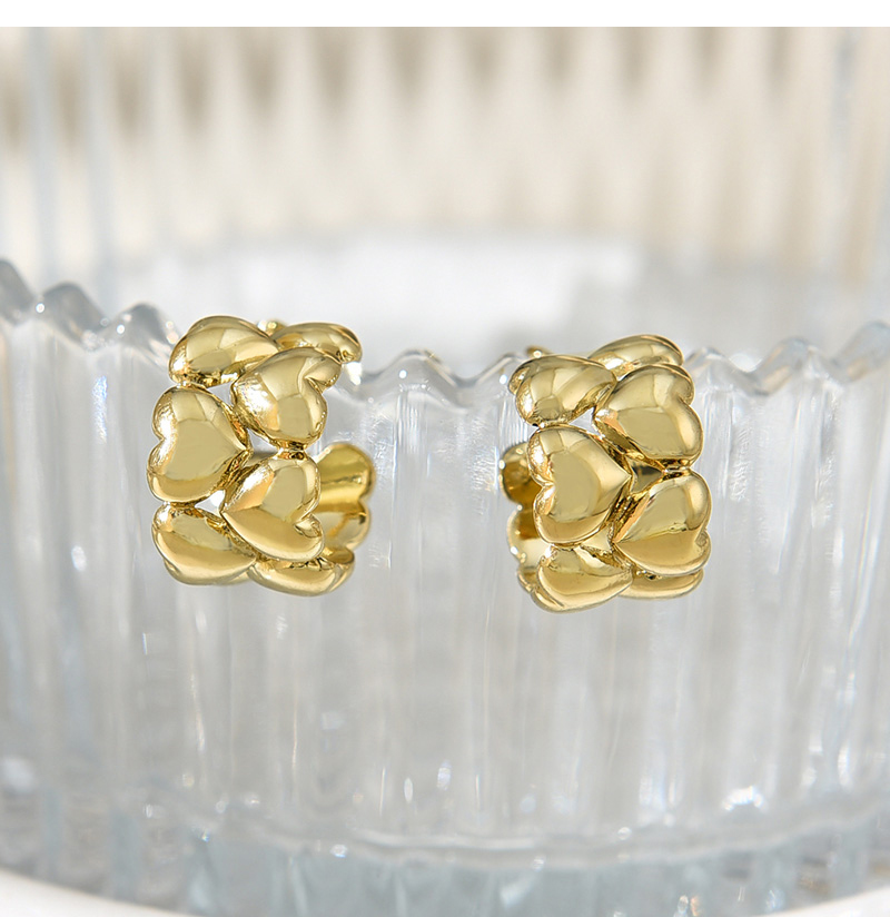 Fashion Gold Copper Irregular Love Stud Earrings,Earrings