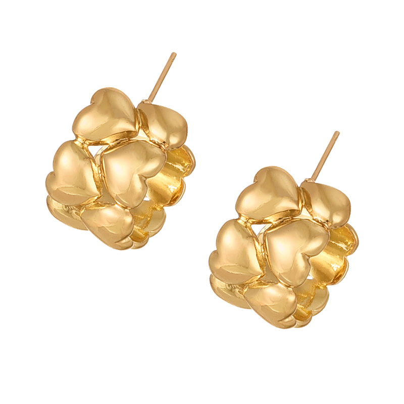 Fashion Gold Copper Irregular Love Stud Earrings,Earrings