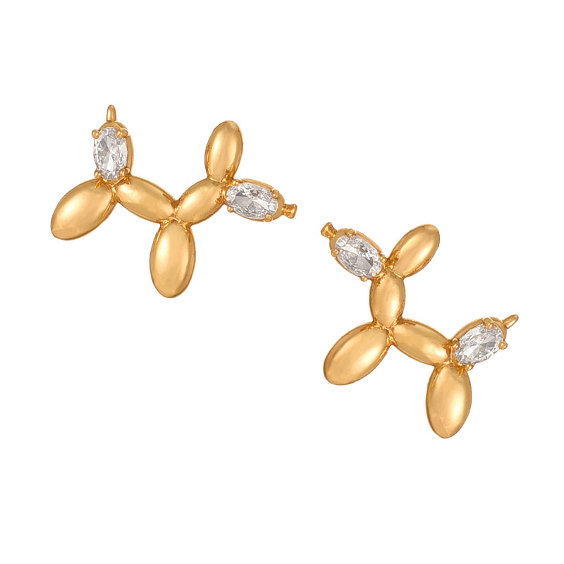 Fashion Gold Copper Set Zircon Balloon Dog Earrings,Earrings