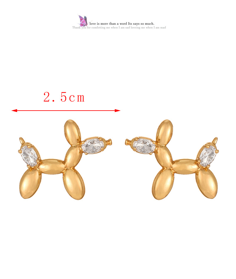 Fashion Gold Copper Set Zircon Balloon Dog Earrings,Earrings
