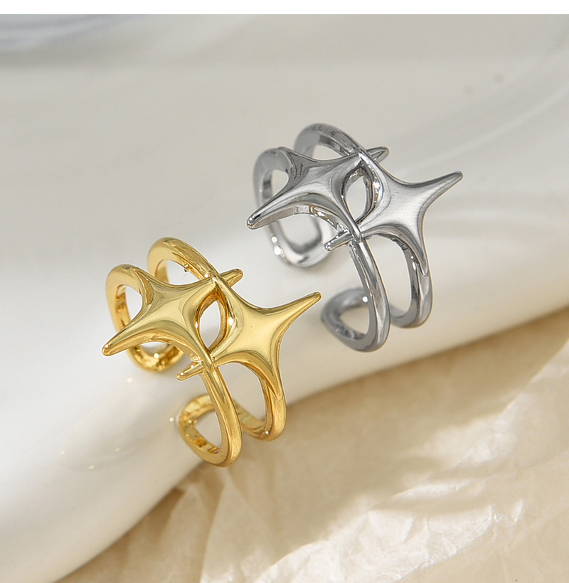 Fashion Gold Copper Starburst Adjustable Ring,Rings