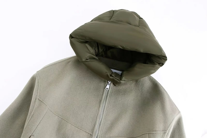 Fashion Dark Green Reversible Zipped Hooded Jacket,Coat-Jacket