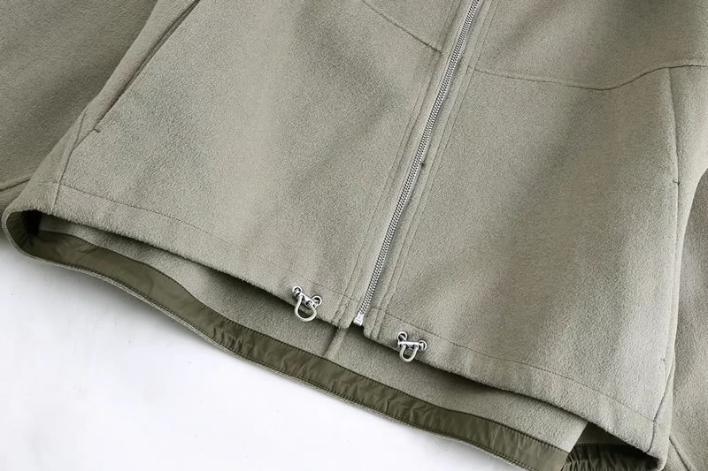 Fashion Dark Green Reversible Zipped Hooded Jacket,Coat-Jacket