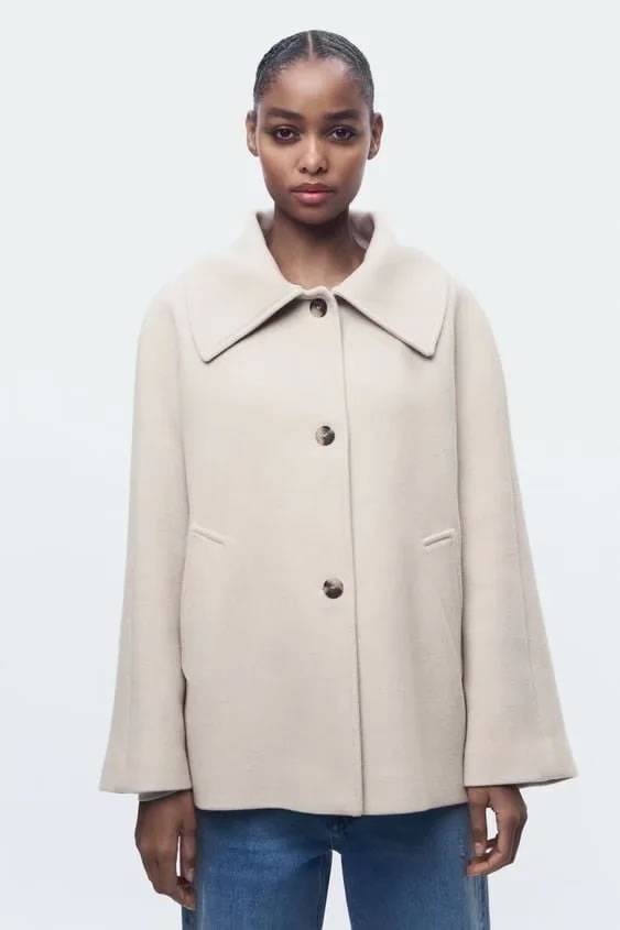 Fashion Khaki Wool Blend Breasted Coat,Coat-Jacket
