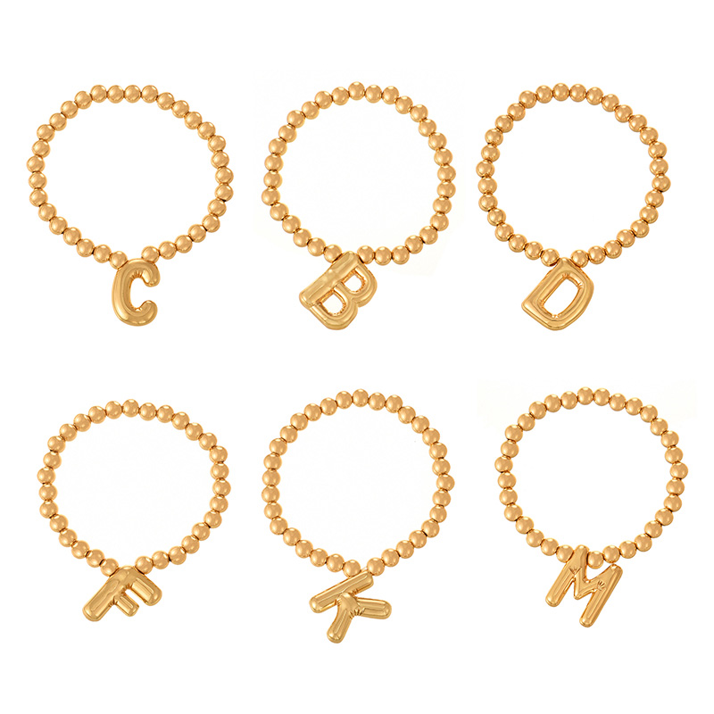 Fashion K Copper Beaded 26 Letter Pendant Bracelet (6mm),Bracelets