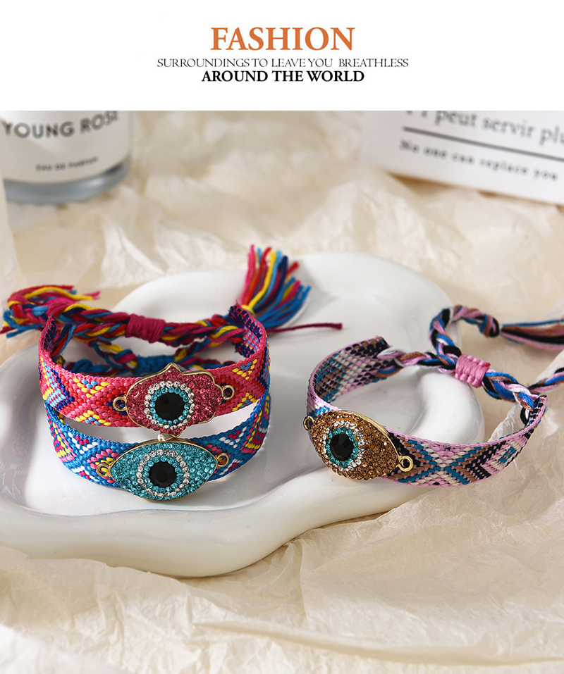Fashion Color 4 Alloy Diamond Eye Pattern Braided Tassel Bracelet,Fashion Bracelets