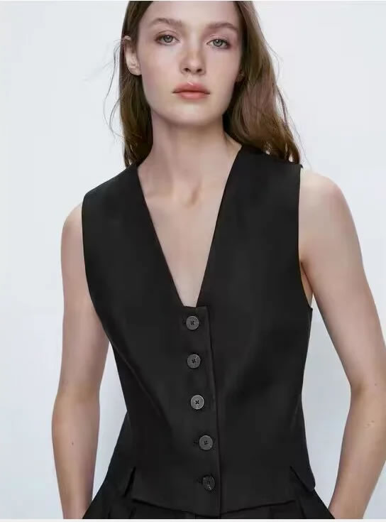 Fashion Black Woven Buttoned Blazer,Suits