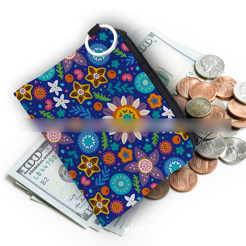 Fashion Color Polyester Printed Large Capacity Coin Purse,Wallet
