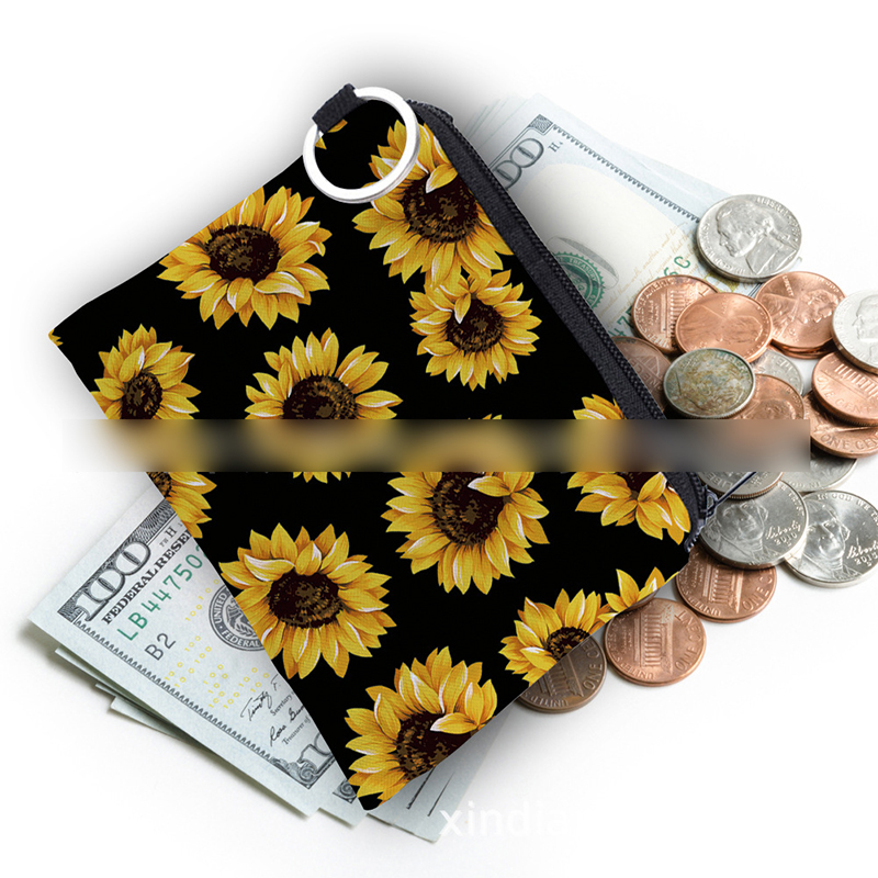 Fashion Sunflower Polyester Printed Large Capacity Coin Purse,Wallet