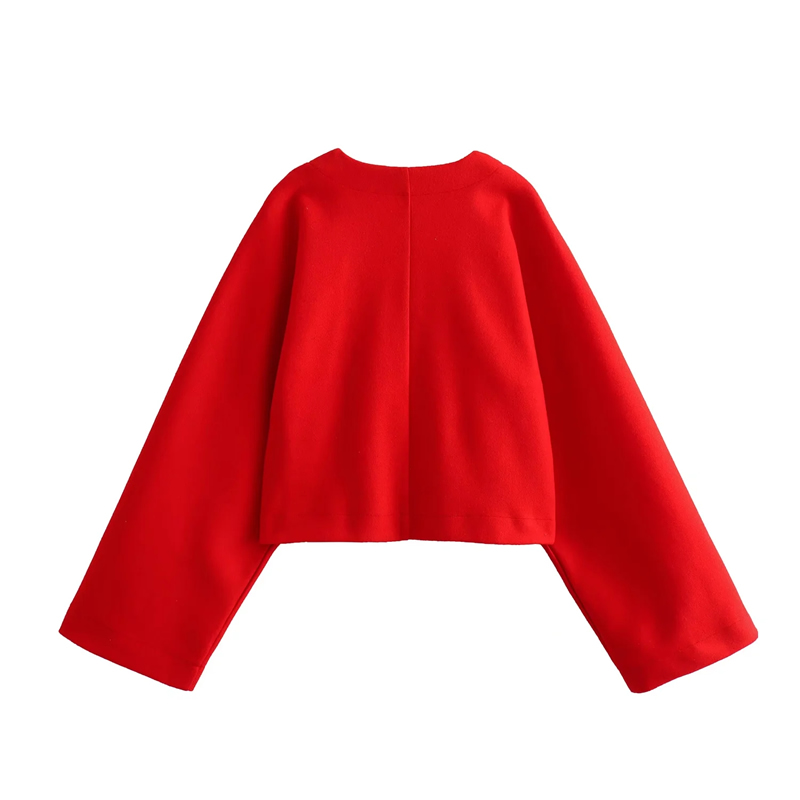 Fashion Bright Red Polyester V-neck Top,T-shirts