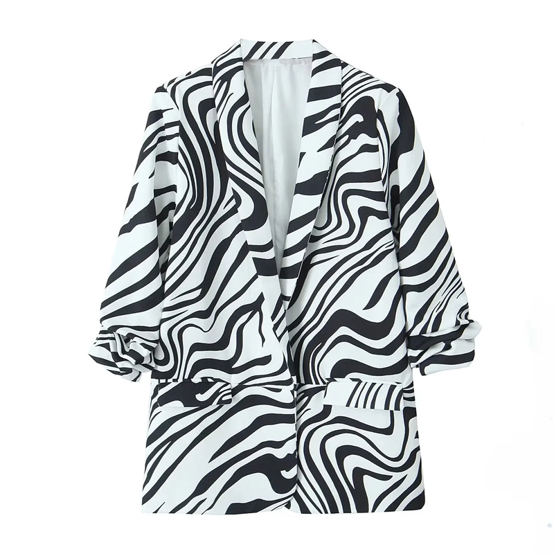 Fashion Zebra Print Polyester Zebra-print Lapel Blazer,Suits