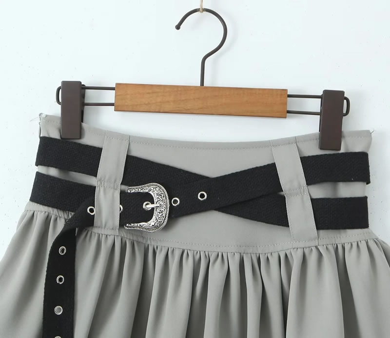 Fashion Black Polyester Lace Belted Skirt,Skirts
