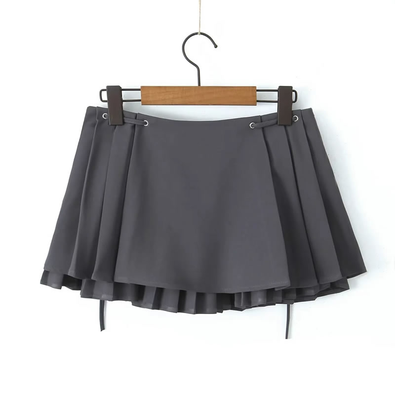Fashion Grey Tie-up Double-layer Skirt,Skirts