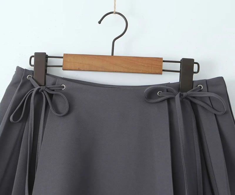 Fashion Grey Tie-up Double-layer Skirt,Skirts