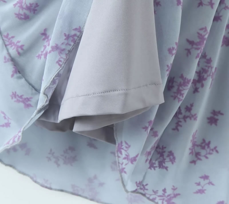 Fashion Light Blue Polyester Printed V-neck Skirt,Mini & Short Dresses
