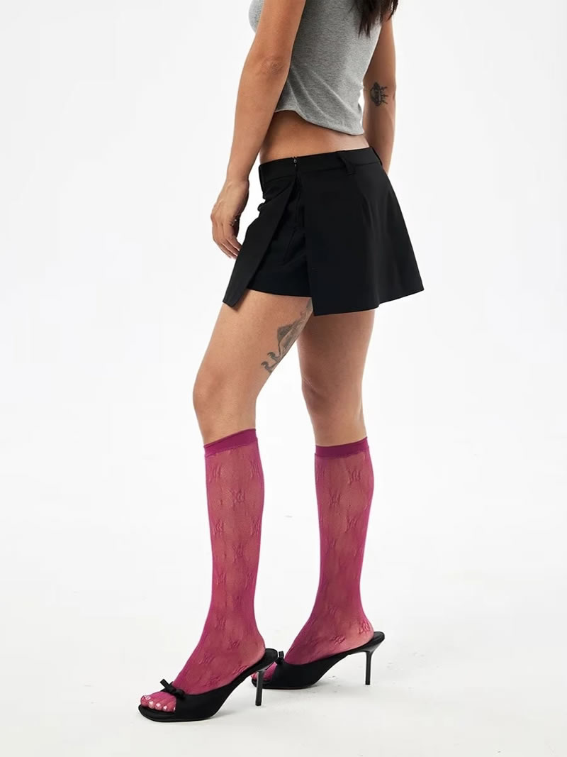 Fashion Grey Side Slit Culottes,Shorts
