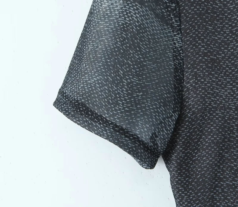 Fashion Gray Black Mesh Printed Skirt,Mini & Short Dresses
