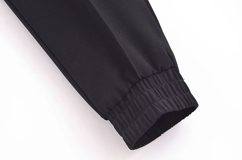 Fashion Black Polyester Lace-up Trousers,Pants