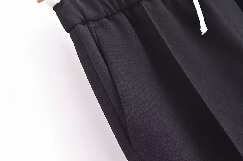 Fashion Black Polyester Lace-up Trousers,Pants