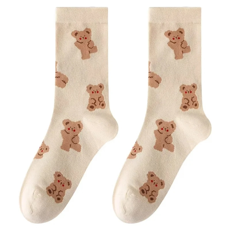Fashion Brown Cotton Printed Mid-calf Socks Set Of Six Pairs In Gift Box,Fashion Socks