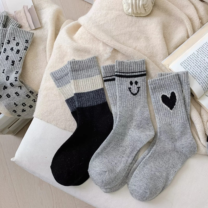 Fashion Grey Cotton Printed Mid-calf Socks Set,Fashion Socks