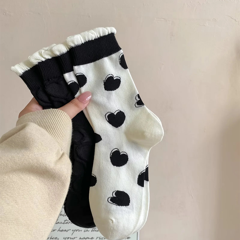 Fashion Black And White Cotton Printed Mid-calf Socks Set,Fashion Socks